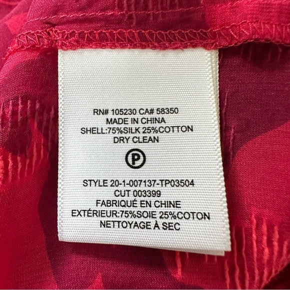 Joie Jamila Red Punk Silk Blouse Top Hibiscus Semi Sheer Size Small - Picture 14 of 14